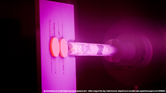 Inside the plasma-spray physical vapor deposition (PS-PVD) chamber, ceramic powder is introduced into the plasma flame, which vaporizes it and then condenses it on the (cooler) workpiece to form the ceramic coating.